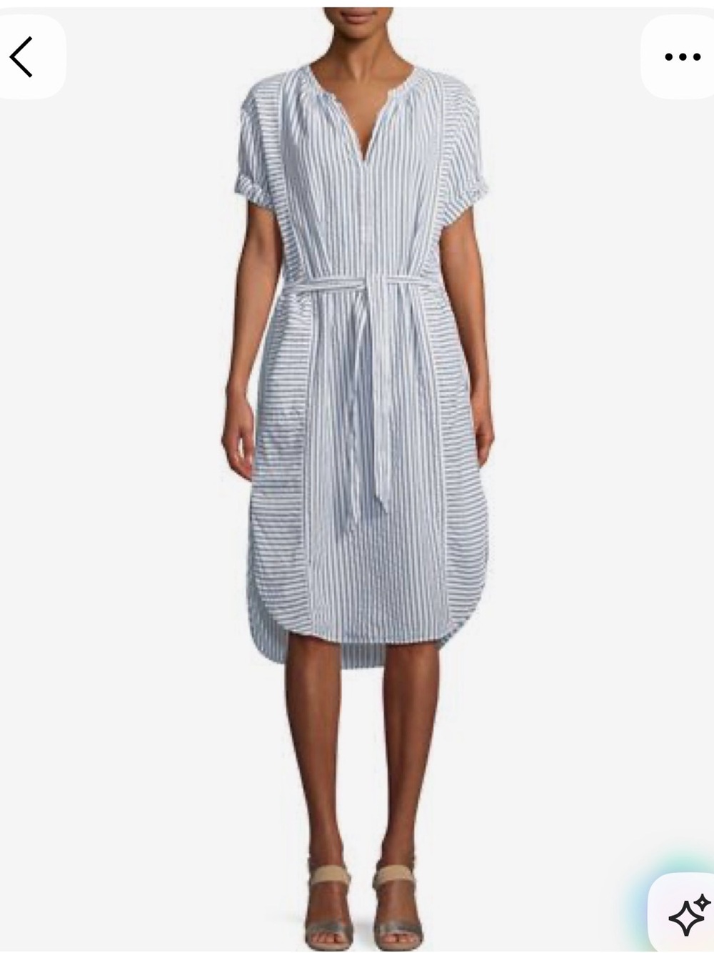 XiRENA Chennedy V-Neck Short-Sleeve Striped Seersucker Dress In Pacific Blue M